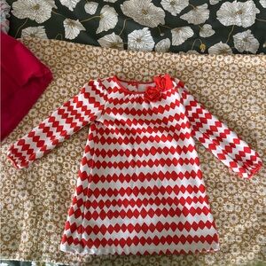 Orange and White Chevron Dress with Bow Accent 3T